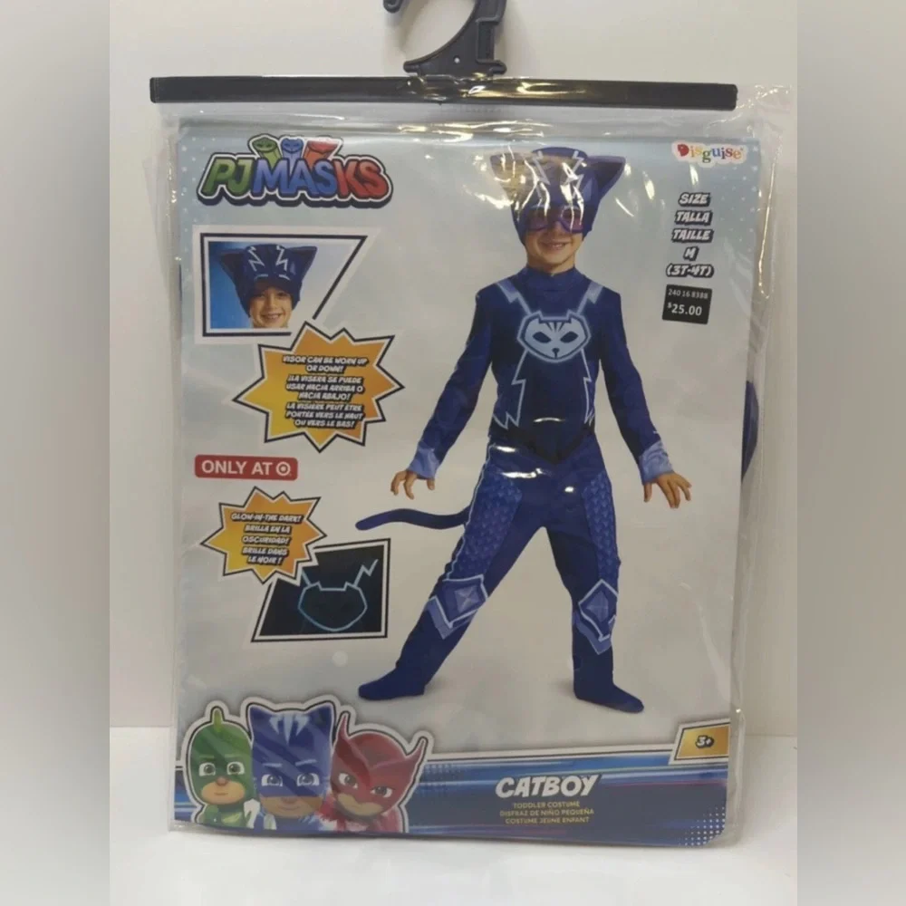 PJ Masks Toddler Kids Catboy Glow in the Dark Jumpsuit Costume - 3T-4T